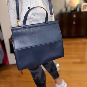 Tory Burch Block-T Satchel Navy Crossbody